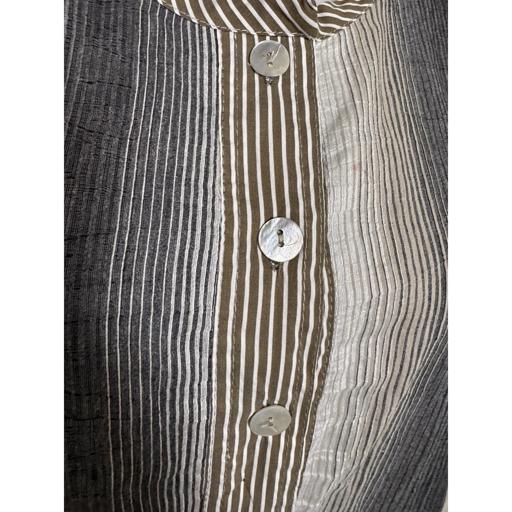 Alembika Ombre Stripe Sleeveless Oversized Linen Blend Midi Dress Large Gray - Picture 9 of 11